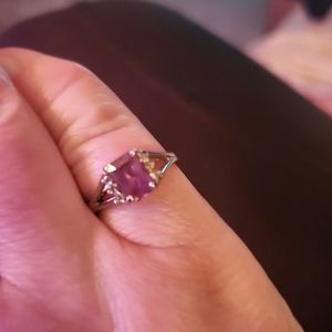 Women's 10k white gold alexandrite w/diamond accents.